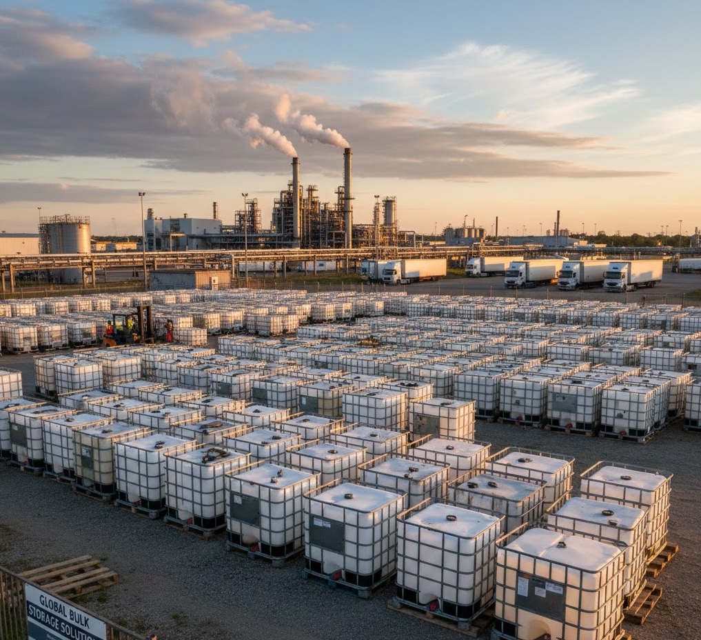 IBC storage yard at industrial facility